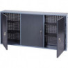 Armoire à outils H600xl1200xP190 mm martelé argent anthracite 3 parois arrière perforées, 3 portes