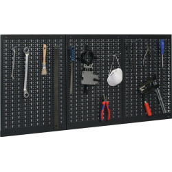 Panneau perforé longueur totale 1200 x hauteur 600 mm l.400xH600 mm avec 12 crochets standard