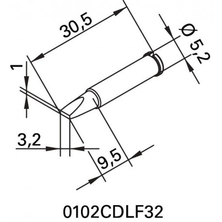 Panne série 102 en forme de burin largeur 32 mm 0102 CDLF32/SB ERSA