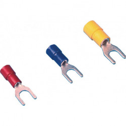 Cosse à fourche coupe trans. 0,5-1,5 mm² trou bride M5 rouge 100 pièces/sachet