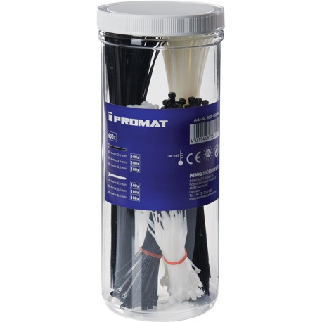 Set de colliers de câblage 600 pièces polyamide nature/noir PROMAT