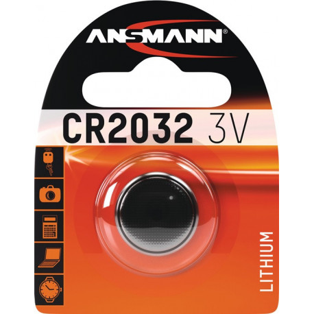 Pile boutons 3 V 230 mAh CR2032 20 x 32 mm 1 pièce/blister ANSMANN