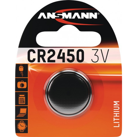Pile boutons 3 V 620 mAh CR2450 245 x 5 mm 1 pièce/blister ANSMANN