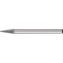 Petite fraise sur tige forme SKM D. 3 mm L. tête 7 mm D. de la tige 3 mm carbure engrènement 3 PLUS PFERD