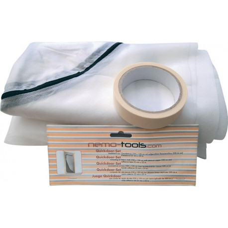 Porte anti-poussière 1 tissu/1 rouleau de ruban adhésif tissu 2,3 x 1,2 m/bande 25 m x 25 mm QUICKDOOR