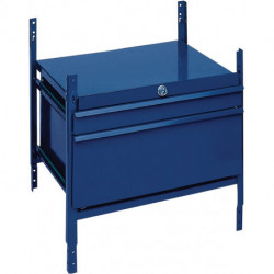 Élément de tiroirs LOGS 100 H520xl540xP390 mm 2 tiroirs verrouillable bleu RAL 5022