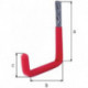Crochet mural en caoutchouc rouge en forme de U 83mm Acier D.18mm GAH (Par 5)