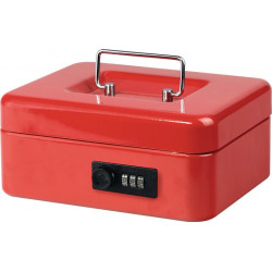 Caisse MONEY Rouge H90xB200xT160mm 1kg avec serrure à cylindre