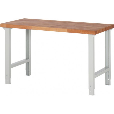 Établi série BK 650 l.1500xP700xH790-1140 mm hêtre massif gris clair, RAL 7035 PROMAT