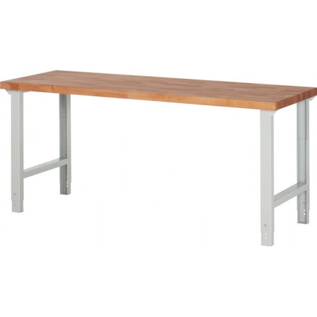 Établi série BK 650 l.2000xP700xH790-1140 mm hêtre massif gris clair RAL 7035 P