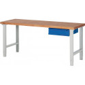 Établi série BK 650 l.2000xP700xH790-1140 mm hêtre massif gris clair RAL 7035 b