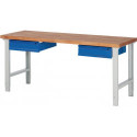 Établi série BK 650 l.2000xP700xH790-1140 mm hêtre massif gris clair RAL 7035 b