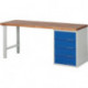 Établi série BK 650 l.2000xP700xH840 mm hêtre massif gris clair RAL 7035 bleu g