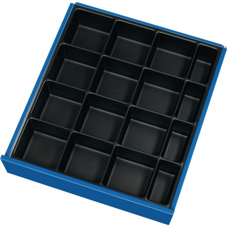 Matériel de compartimentage pour tiroir Hauteur du panneau 60-90 mm garniture p. petites pièces 16 cuvettes PROMAT