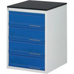 Armoire à tiroirs BK 650 H820xl580xP650 mm gris clair/bleu gentiane 4 tiroirs extraction simple PROMAT