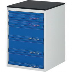Armoire à tiroirs BK 650 H820xl580xP650 mm gris clair/bleu gentiane 5 tiroirs ex