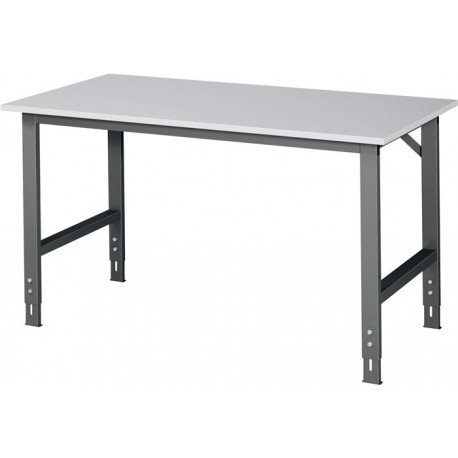 Établi l.1500xP800xH760-1080 mm plateau de travail mélaminé châssis anthracite RAU
