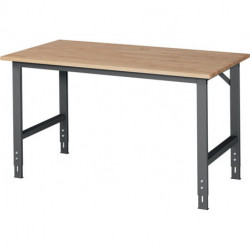 Établi l.1500xP800xH760-1080 mm plateau de travail hêtre châssis anthracite