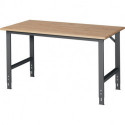 Établi l.1500xP800xH760-1080 mm plateau de travail hêtre châssis anthracite