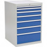 Armoire à tiroirs H1019xl705xP736 mm gris clair/bleu de sécurité 7 tiroirs extra