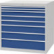 Armoire à tiroirs H1019xl1005xP736 mm gris clair/bleu de sécurité 8 tiroirs extraction totale