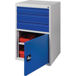 Armoire à tiroirs BK 600 H1000xl600xP600 mm gris/bleu 3 tiroir extraction simple