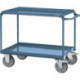 Table roulante étrier coulissant horizontal 2 bacs en tôle d’acier étanche à l’huile L. 850 x l. 500 mm hauteur du bord 40 mm bleu pigeon, RAL 5014 PROMAT