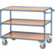 Table roulante 3 surfaces de chargement L850xl500 mm bleu pigeon,RAL 5014 cap. charge 300 kg étrier coulissant horizontal PROMAT