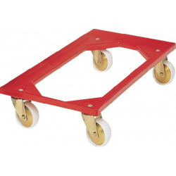 Chariot à caisse capacité de charge 250 kg pneus polymère L600xl400 mm ABS-plastique rouge