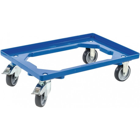 Chariot à caisse capacité charge 250 kg pneus caoutchouc L605xl405 mm plastique bleu ALLIT