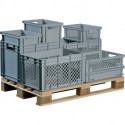 Conteneur de transport gerbables L600xl400xH170 mm gris PP poignée traversante p