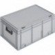 Coffrets en plastique L600xl400xH293 mm PP 2 poignées fermoir coulissant gris 55l