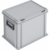 Coffrets en plastique L400xl300xH333 mm PP 2 poignées fermoir coulissant gris 31l