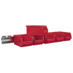 Jeu de boîtes de rangement ouvertes H50xl602xP100 mm acier galvanisé avec boîtes de rangement ouv. 6 x MK6 rouge MAUSER
