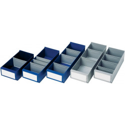 Boîte pour étagère L500xl160xH100/112 mm bleu PS LA-KA-PE (Par 15)