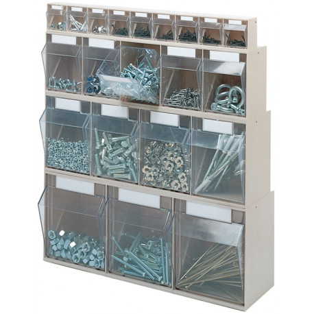 Casier transparent H77xl600xP63 mm 9 x A plastique blanc LOCKWEILER