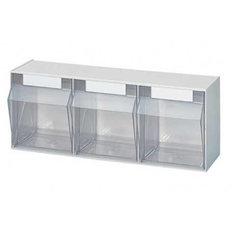 Casier transparent H242xl600xP203 mm 3 x E plastique blanc LOCKWEILER