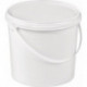 Seau 5 l plastique blanc, alimentaire blanc av poignée avec profilé et couv. cloche D. 214 mm hauteur 188 mm