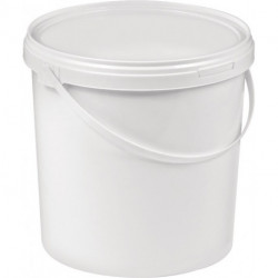 Seau 10 l plastique blanc alimentaire blanc av poignée avec profilé et couv. cl