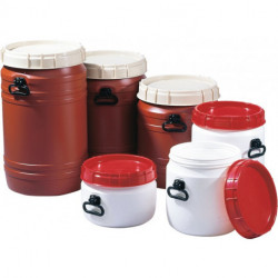 Tonnelet cylindrique 64 l marron avec couvercle beige avec 2 poignées de transpo