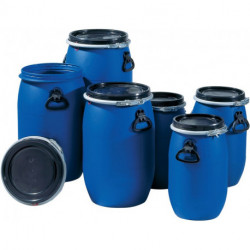 Tonnelet cylindrique 30 l polyéthylène bleu 2 poignées de transport D. d’ouverture de remplissage 255 mm GRAF