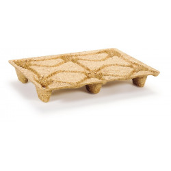 Palette jetable L800xl600xH120 mm capacité de charge 500 kg 6 pieds bois pressé naturel (Par 10)