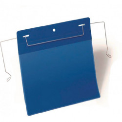 Pochette à documents l.210xH148 mm format DIN A5 paysage avec arceau métallique flexible bleu foncé paquet de 50 pièces