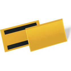 Pochette à étiquettes l.150xH67 mm jaune magnétique 50