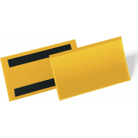 Pochette à étiquettes l.150xH67 mm jaune magnétique 50