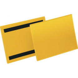 Pochette à étiquettes l.210xH148 mm jaune magnétique 50