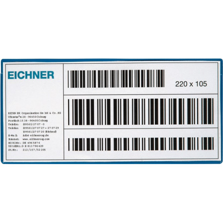 Pochette à étiquettes l.220xH105 mm magnétique 10 pièces/paquet EICHNER (Par 10)