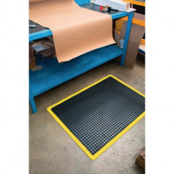 Revêtement de sol du poste de travail tapis fini L900xl.600xép.14 mm noir/jaune SBR-caoutchouc COBA