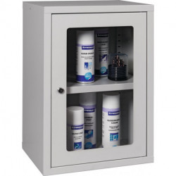 Armoire à suspendre H600xl400xP300 mm fenêtre, 1 fond tôle d’acier gris clair, RAL 7035/gris clair,RAL 7035