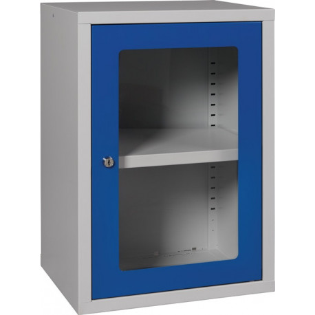 Armoire à suspendre H600xl400xP300 mm fenêtre 1 fond tôle d’acier gris clair RA